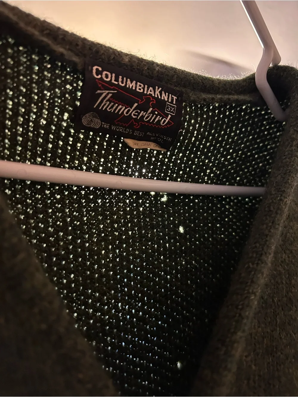 Olive Green 100% Virgin Wool Cardigan Sweater